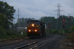 Two CSX GEVO's lead Z127 north at Atwood Junction on a dark morning